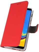 Booktype Telefoonhoesjes - Bookcase Hoesje - Wallet Case -  Geschikt voor Galaxy A7 (2018) - Rood