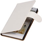 Huawei Ascend P6 Effen Booktype Wallet Hoesje Wit - Cover Case Hoes