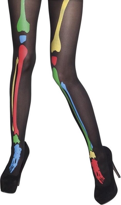 Zwarte panty met gekleurde botten print voor dames | bol.com