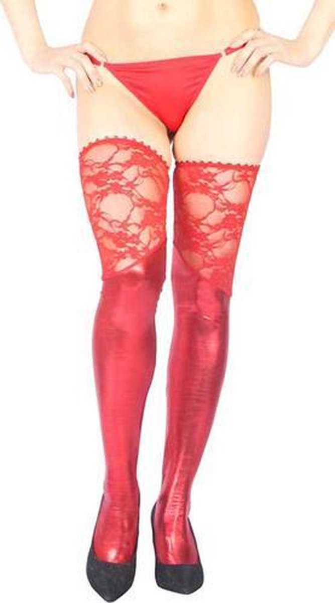 Goedkoopste Vixson Metallic Kousen Met Kanten Top - Rood