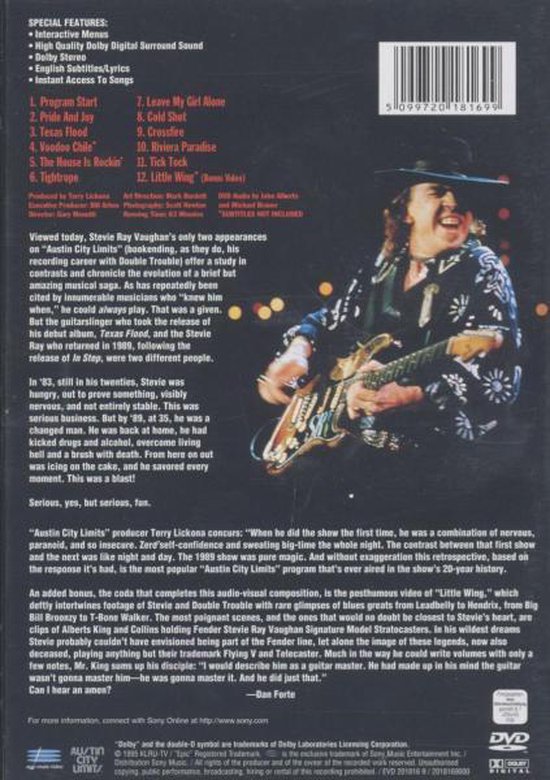 Cover van de film 'Stevie Ray Vaughan - Live in Austin Texas'