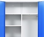 Lockerkast met 2 deuren 90x40x180 cm metaal grijs en blauw (incl. vloerviltjes)