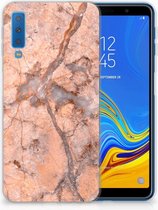 Geschikt voor Samsung Galaxy A7 (2018) Bumper hoesje Design Marmer Oranje
