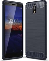 Armor Brushed TPU Back Cover - Nokia 3.1 Hoesje - Blauw