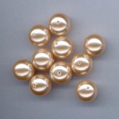 Glazen Parels Rond - 14mm - Licht Goud - 20 Stuks