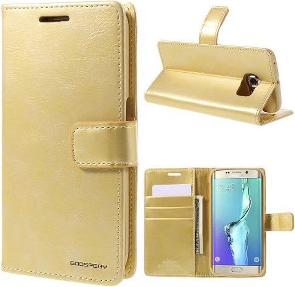 Mercury Blue Moon Wallet Case hoesje Geschikt voor: Samsung Galaxy S7 goud