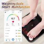 Personenweegschaal met iOS en Android Smart App-smart weegschaal  meten van vetpercentage ,BMI ,spiermassa, vochtgehalte, caloriebehoefte en botmassa- weegschaal-Digitale Lichaamsanalyse-zwar