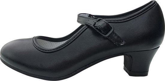 Spaanse schoenen zwart Flamenco verkleed schoenen - maat 40 (binnenmaat 25 cm) bij jurk