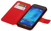 Mobieletelefoonhoesje.nl - Cross Pattern TPU Bookstyle Hoesje voor Samsung Galaxy J7 Rood