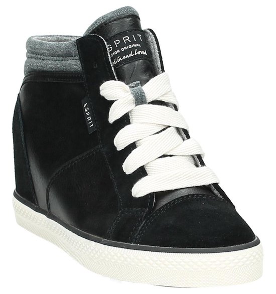 Esprit - Sneaker met sleehak - Dames - Maat 41 Zwart 001 -Black | bol.com