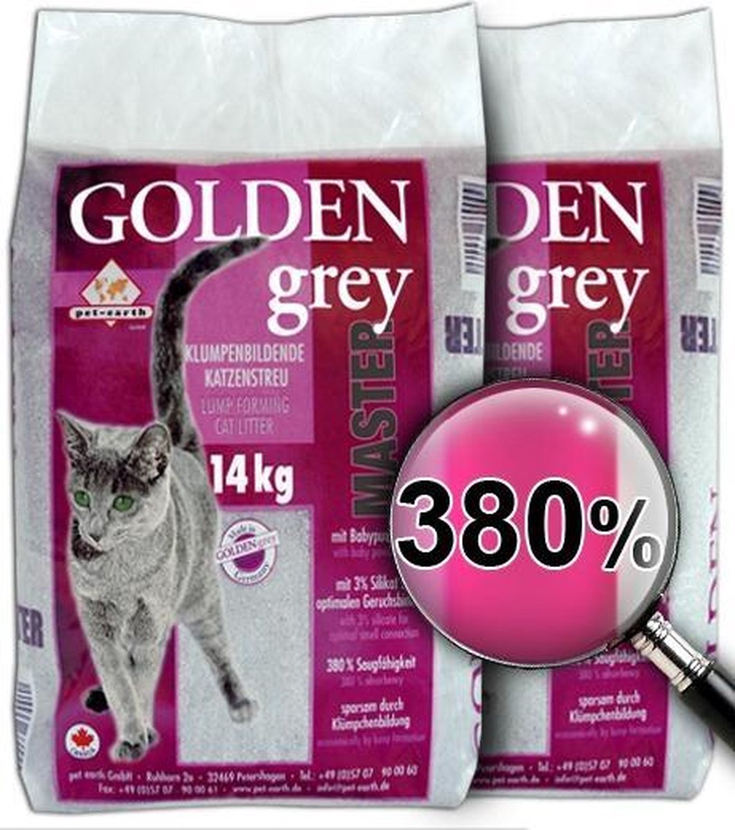 Kattenbakvulling Golden Grey Master met Babypoeder 14kg