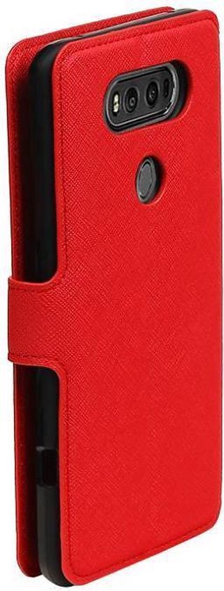 Étui LG V20 Cross Pattern TPU Bookstyle Rouge