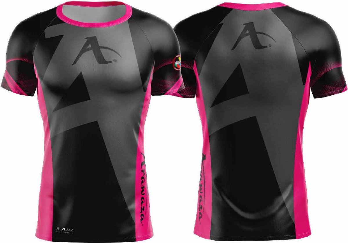 T-shirt Arawaza | dry-fit | zwart-roze - Product Kleur: Zwart / Roze / Product Maat: XL