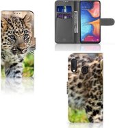 Coque Samsung Galaxy A20e Cuir PU Protection Etui Housse pour Bébé Leopard