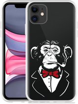 Geschikt voor Apple iPhone 11 Hoesje Chimp Smoking - Designed by Cazy