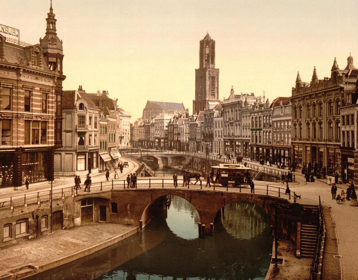 Stadsgezicht Utrecht Oude Foto Print Wanddecoratie Lijst 20x30 cm