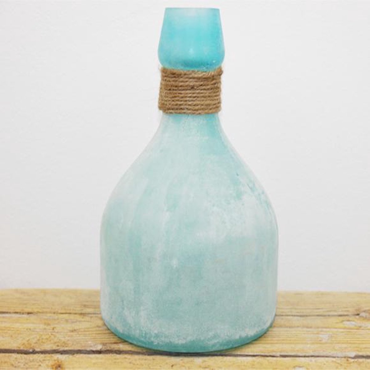 SENSE Fles Vaasje Turquoise - Kleine Glazen Flesjes – Bloemenvaasje – Mini Fles vaas - Ibiza Style