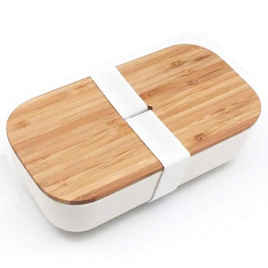 BAMBOO X - bamboe lunchbox broodtrommel volwassen -     1.1 L - wit