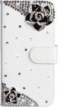 Let op type!! Rhinestone Pattern Horizontal Flip Leather Case with Holder & Card Slots & Wallet & Lanyard For iPhone 11(Black Flower)