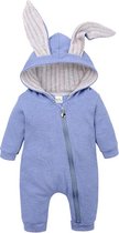 Baby pyjama dier - Zachte baby onesie - Baby jumpsuit konijn - 0 t/m 3 maanden - Helder Blauw