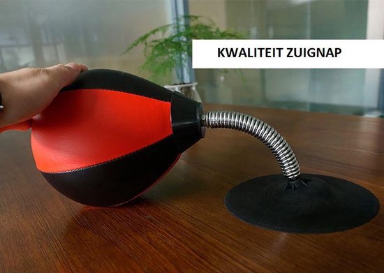 Relaxdays boksbal tafelmodel, mini bokszak, HxBxD: 35 x 18 x 18 cm, Punching Ball, tafelboksbal bureau, rood-zwart