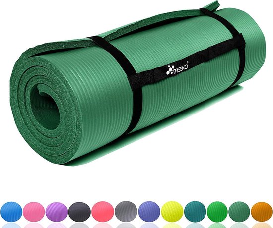 Yoga mat groen, 190x100x1,5 cm dik, fitnessmat, pilates, aerobics