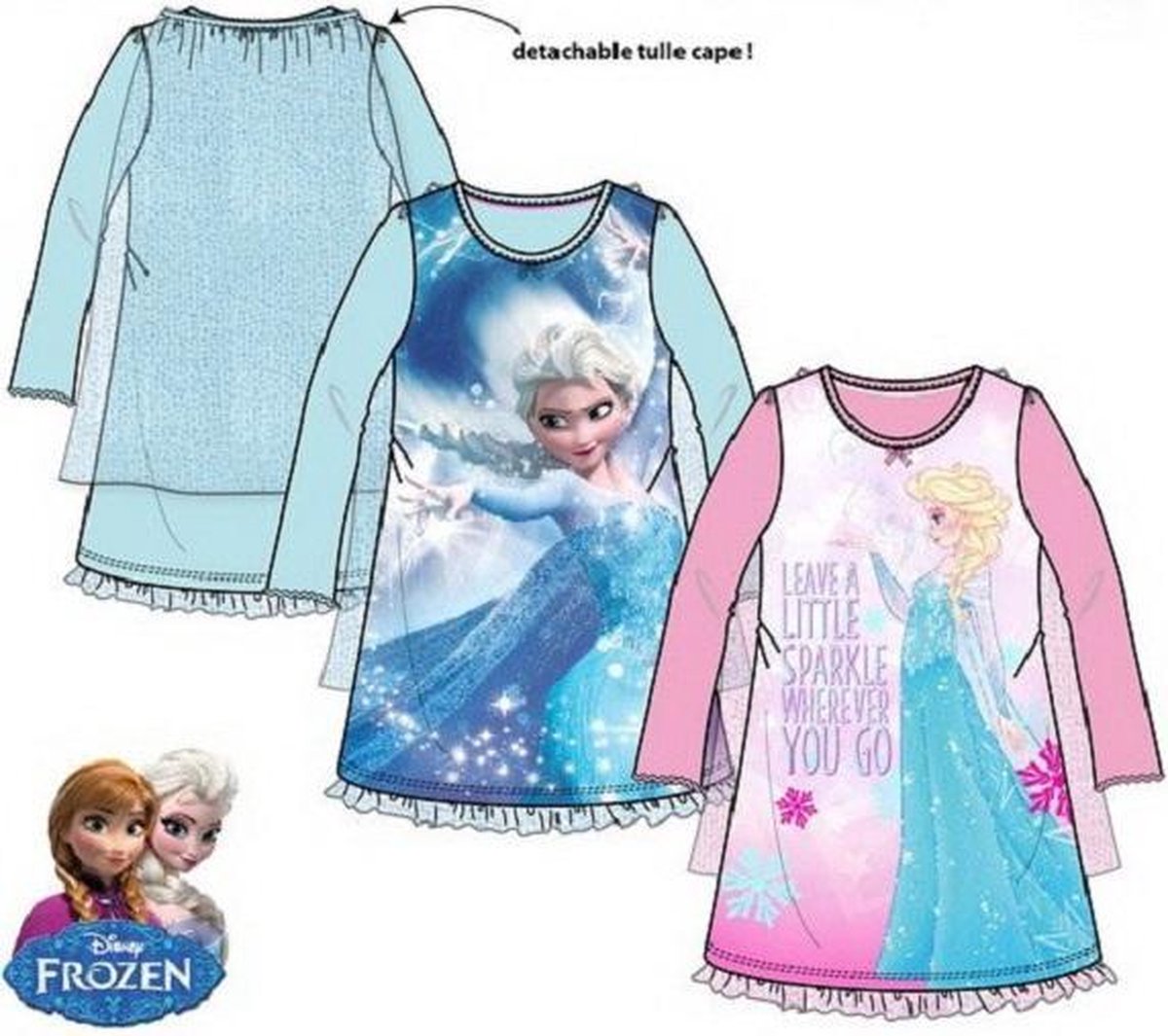 Disney Frozen nachtjapon blauw met sleep maat 104 | bol.com