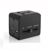 FEDEC Universele Wereldstekker - 2 USB Poorten - voor 150+ landen - Inclusief Etui - Zwart