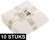 10x Fleece dekens/plaids gebroken wit 130 x 170 cm - Woondeken - Fleecedekens