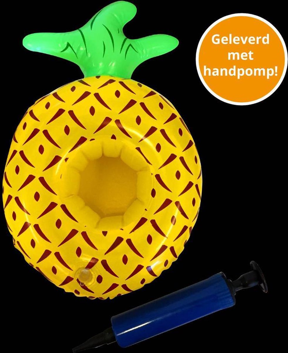 Opblaas ananas bekerhouder, inflatables, pineapple, met handpompjes - 60 stuks