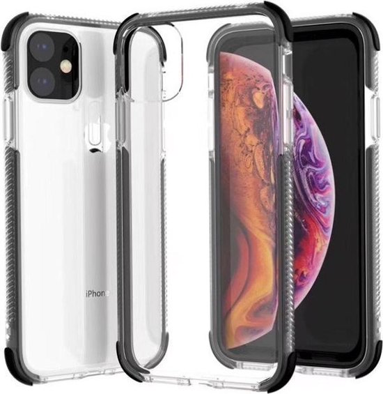 iPhone 11 Pro Max silicone hoes - Transparant met zwarte rand | bol.com