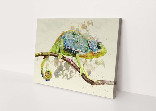 Kameleon | Polygon Art | Canvasdoek | Wanddecoratie | | Schilderij | Foto op canvas