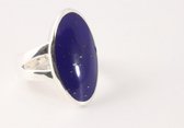Ovale zilveren ring met lapis lazuli - maat 16.5
