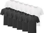 Senvi - 12 pack - Wit/Zwarte Shirts - Ronde hals - Maat XL - Getailleerd