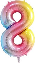 DW4Trading® Cijfer ballon 8 regenboog 40cm