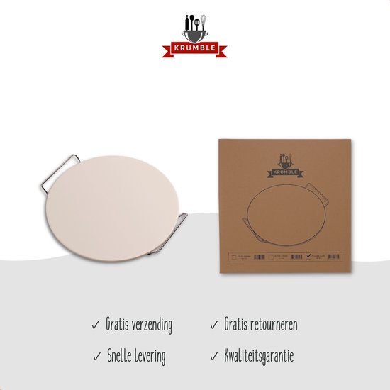 Krumble Pizzasteen BBQ & Oven - Pizza Stone Rond - Large (38 cm)