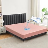 Waterdichte matrasbeschermer 140 x 200 cm hoeslaken, ademend matrastopper laken, hoogwaardige hoeslakens, incontinentie-onderlaag, wasbaar op 60°C, roze
