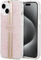 Guess 4G Gold Stripe Back Case - Apple iPhone 15 (6.1") - Roze