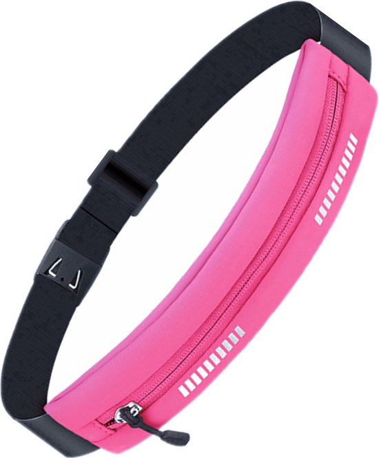 U Fit One Running Belt - Hardloopriem - Verstelbaar - Waterafstotend - Smartphone Houder - Reflectie Strip - 70 tot 116 cm - Roze