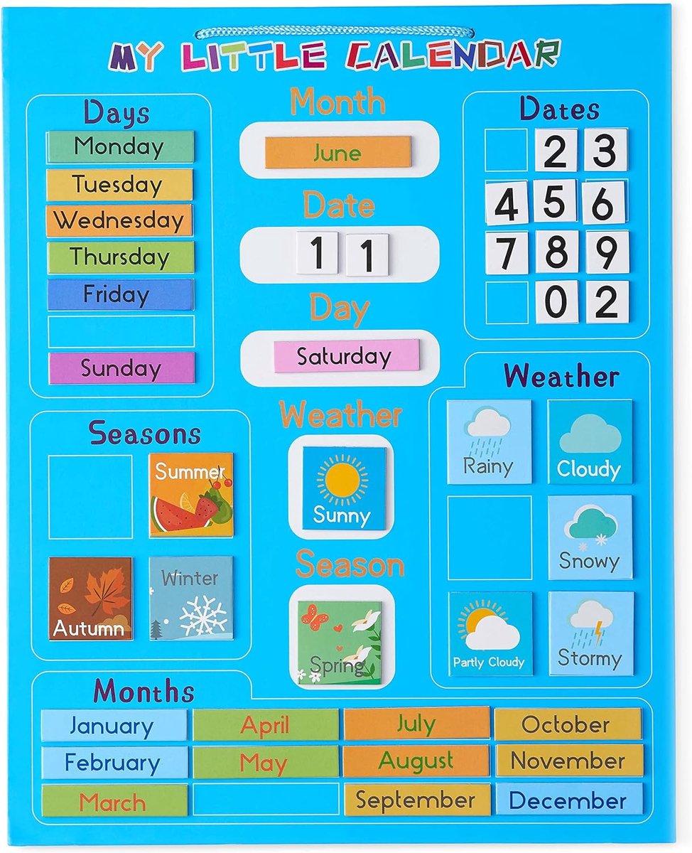 CHUCKLE Magnetische Educatieve Kalender voor Kinderen met Opknoping Lus (42x35cm, Engels) - Thuis, Klas, Peuterschool, Kleuterschool - Stevig en Gemakkelijk te Gebruiken