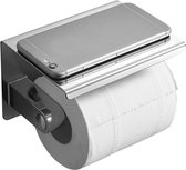 Toiletpapierhouder met telefoonbak Wandgemonteerde roestvrijstalen tissuedispenser voor badkamer (enkele rol, zilver)