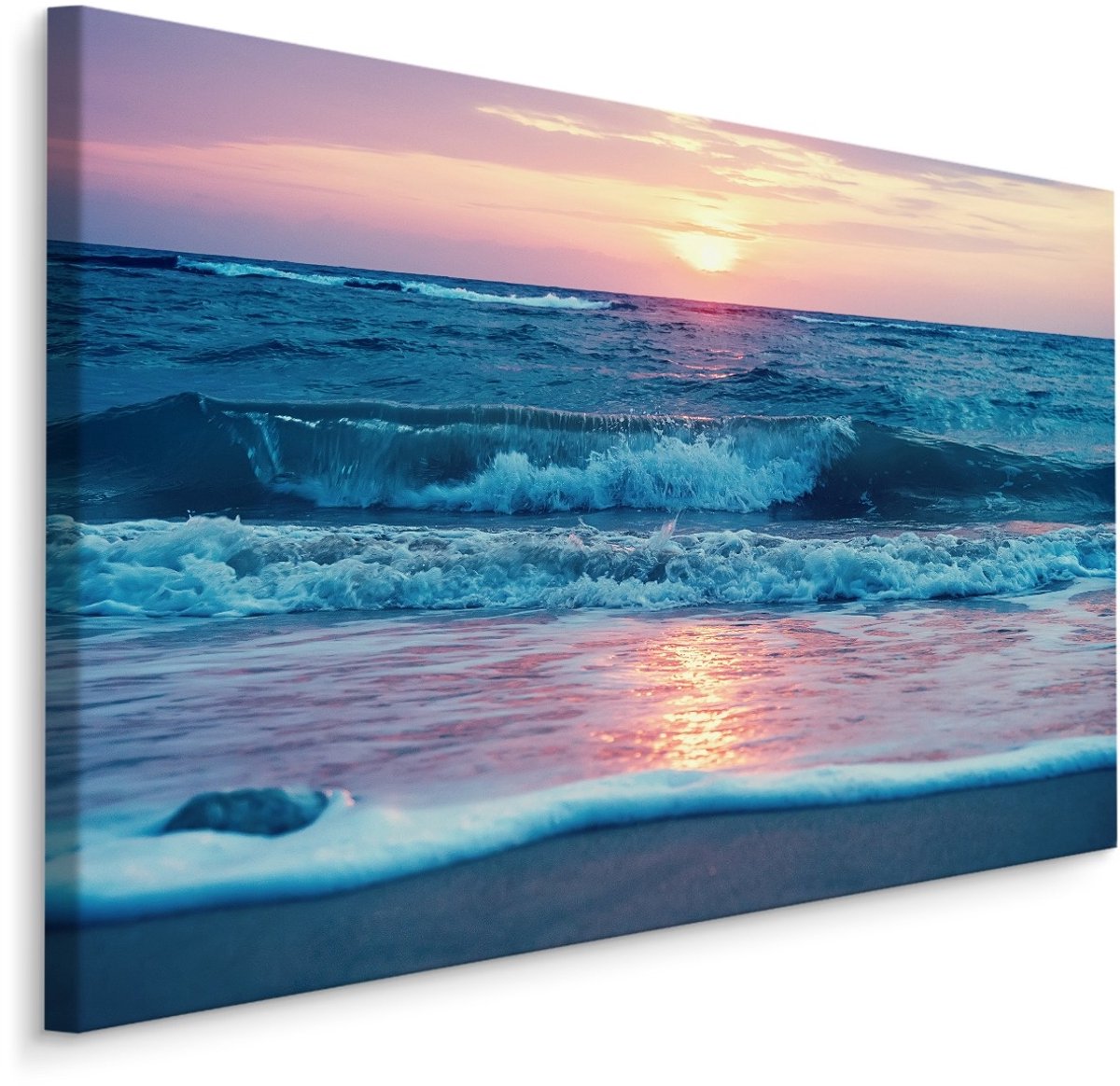 karo-art Schilderij - Zee in pastel kleuren, premium print Multikleur