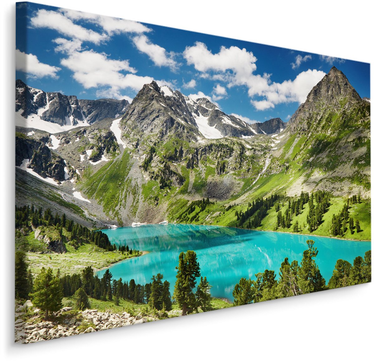 karo-art Schilderij - Meer tussen de Bergen, 4 maten, premium print, scherp geprijsd Multikleur