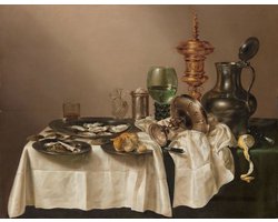Willem Claesz. Heda - Stilleven met vergulde bokaal 90x70cm, Rijksmuseum, premium print, print op canvas, oude meester