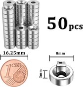 50 stuks sterke neodymium magneten met gat 8 x 3 mm M3 magneten voor magneetbord magneten schroeven schroefbaar platte kleine magneet potmagneet keukenkast koelkast magneet rond