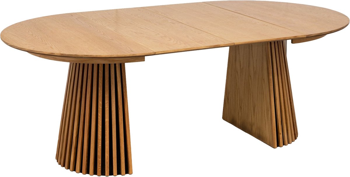 House Nordic Ronde Eettafel Osaka - Ø120x75cm - Eiken Fineer - Uitschuifbaar 120/200cm - 4-6 Personen