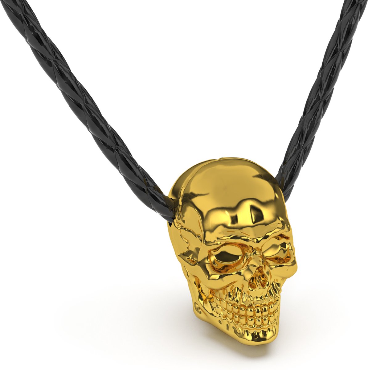 SERASAR Lederen Halsband Man [Skull], Goud 60cm, Huwelijksgeschenken voor Mannen