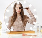 isallure Hollywood make up spiegel - makeup spiegel - make up spiegel met verlichting – 50x48 cm - Dimbaar / 3 Lichtstanden – goud