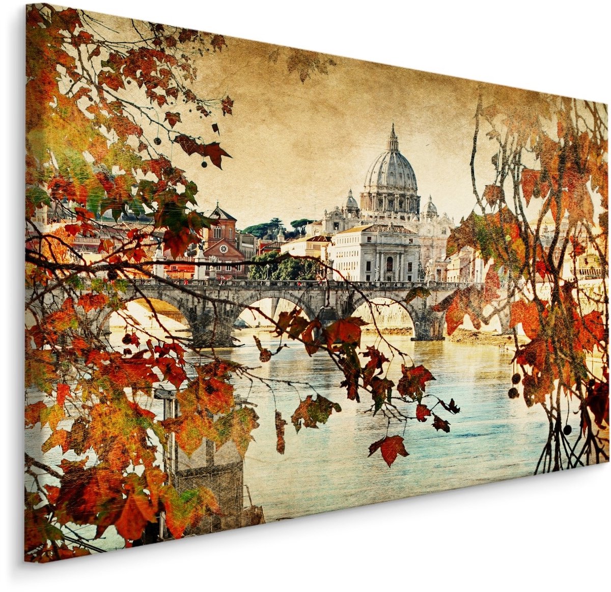 karo-art Schilderij - Lente in Rome, premium Print op Canvas, 5 maten Multikleur