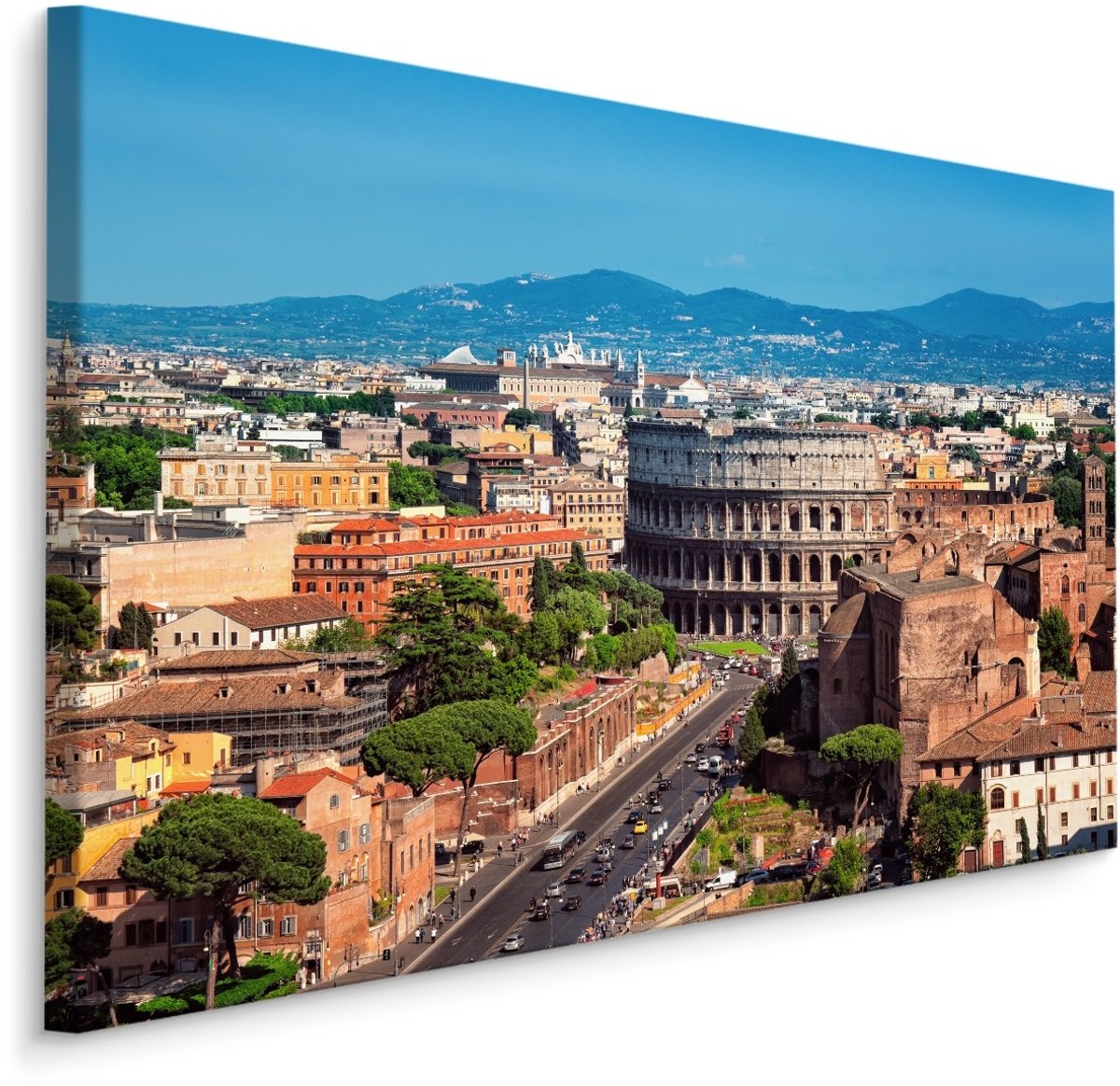 karo-art Schilderij - Panorama van het oude Rome, Italië, Premium Print Multikleur